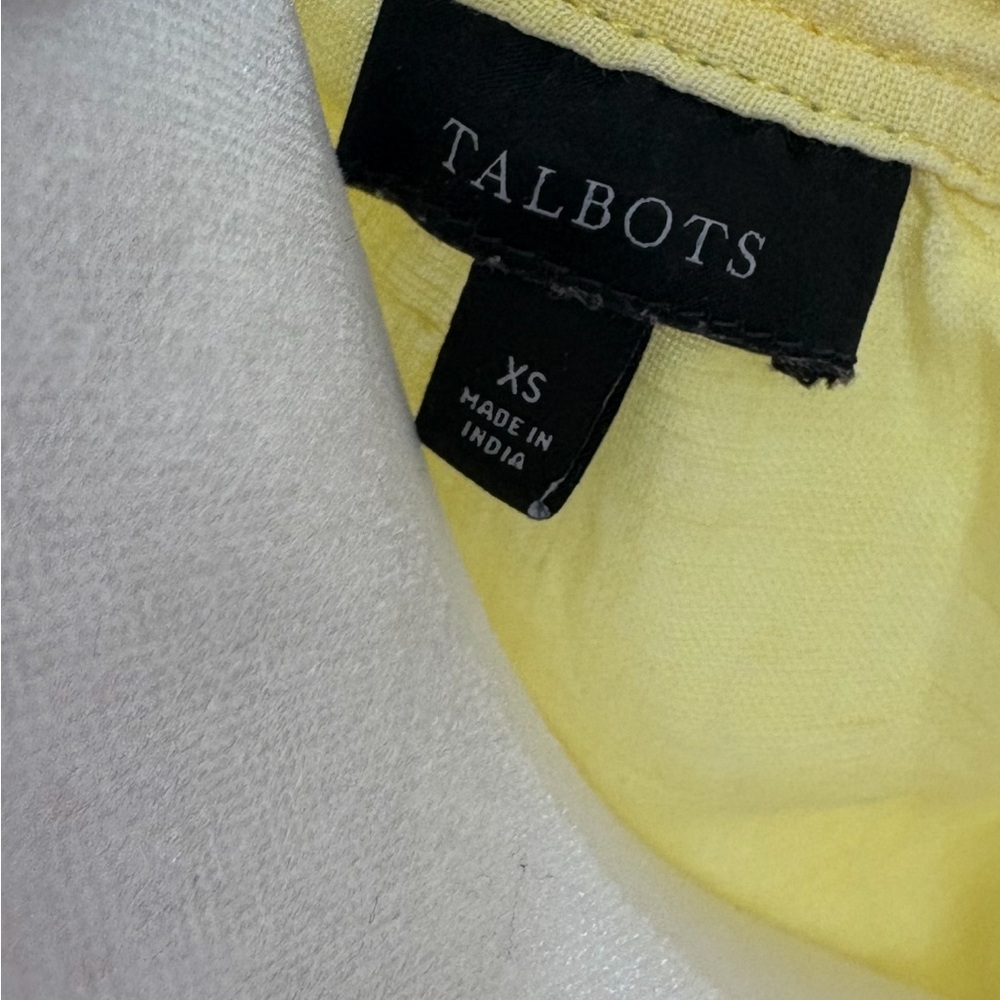 Talbots Lemon Yellow Linen Tassel Peasant Top - Picture 5 of 5